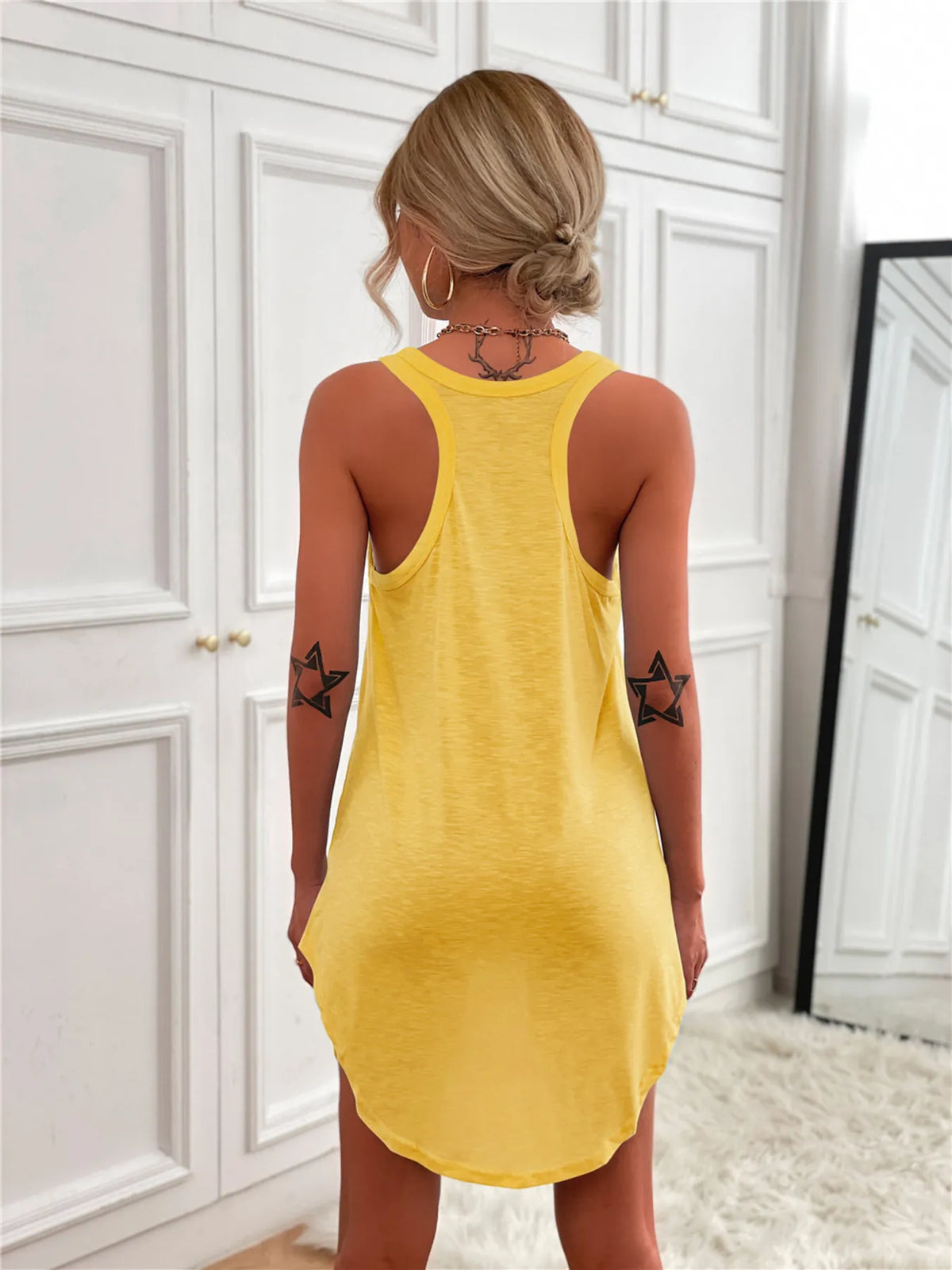 Tank Mini Dress with Curved Hem