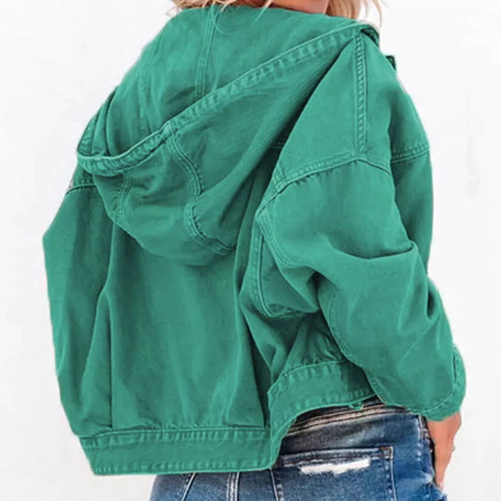 Hooded Dropped-Shoulder Denim Jacket by Y.Y@Denim