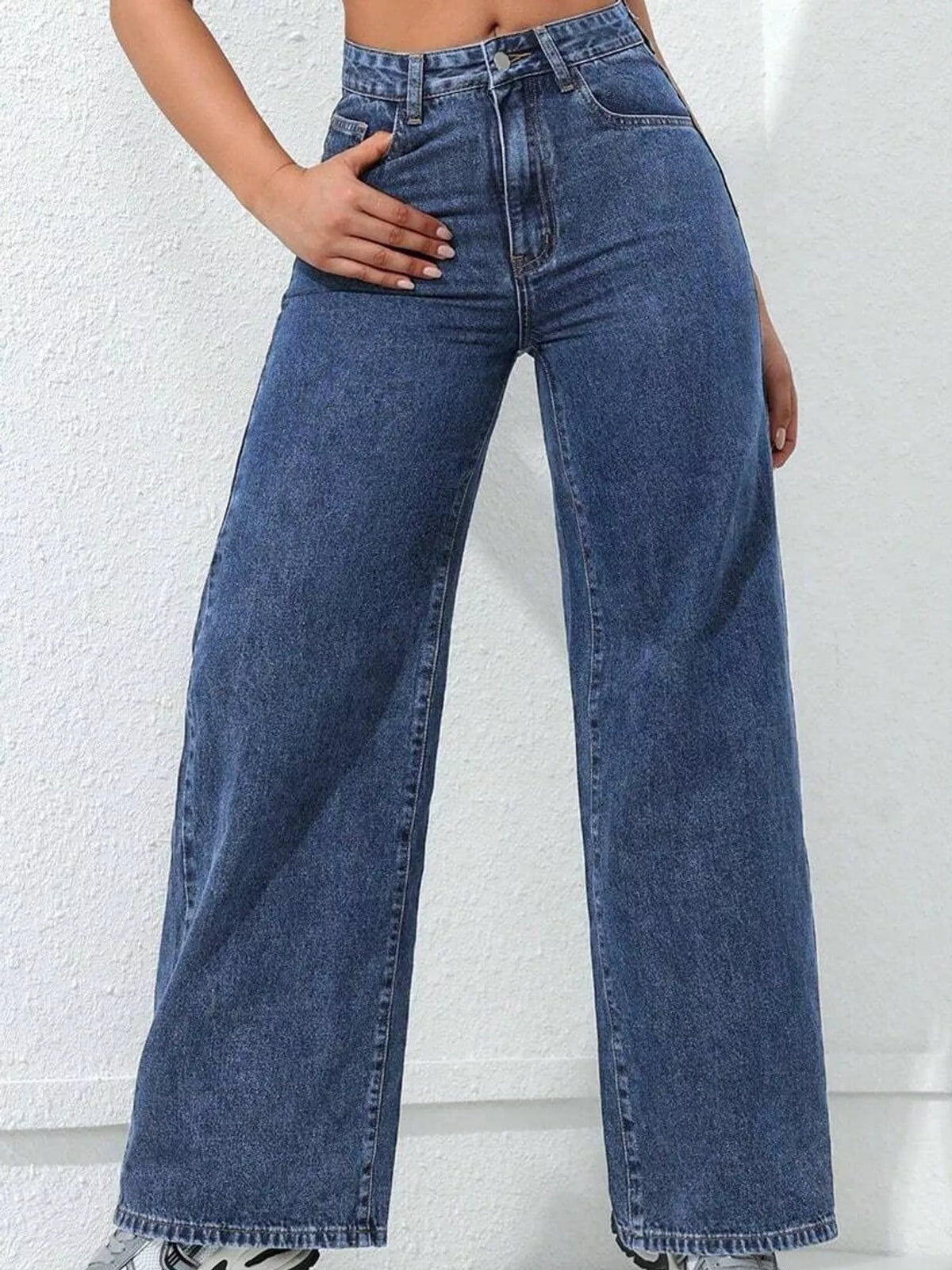 High-Waisted Wide Leg Jeans with Pockets