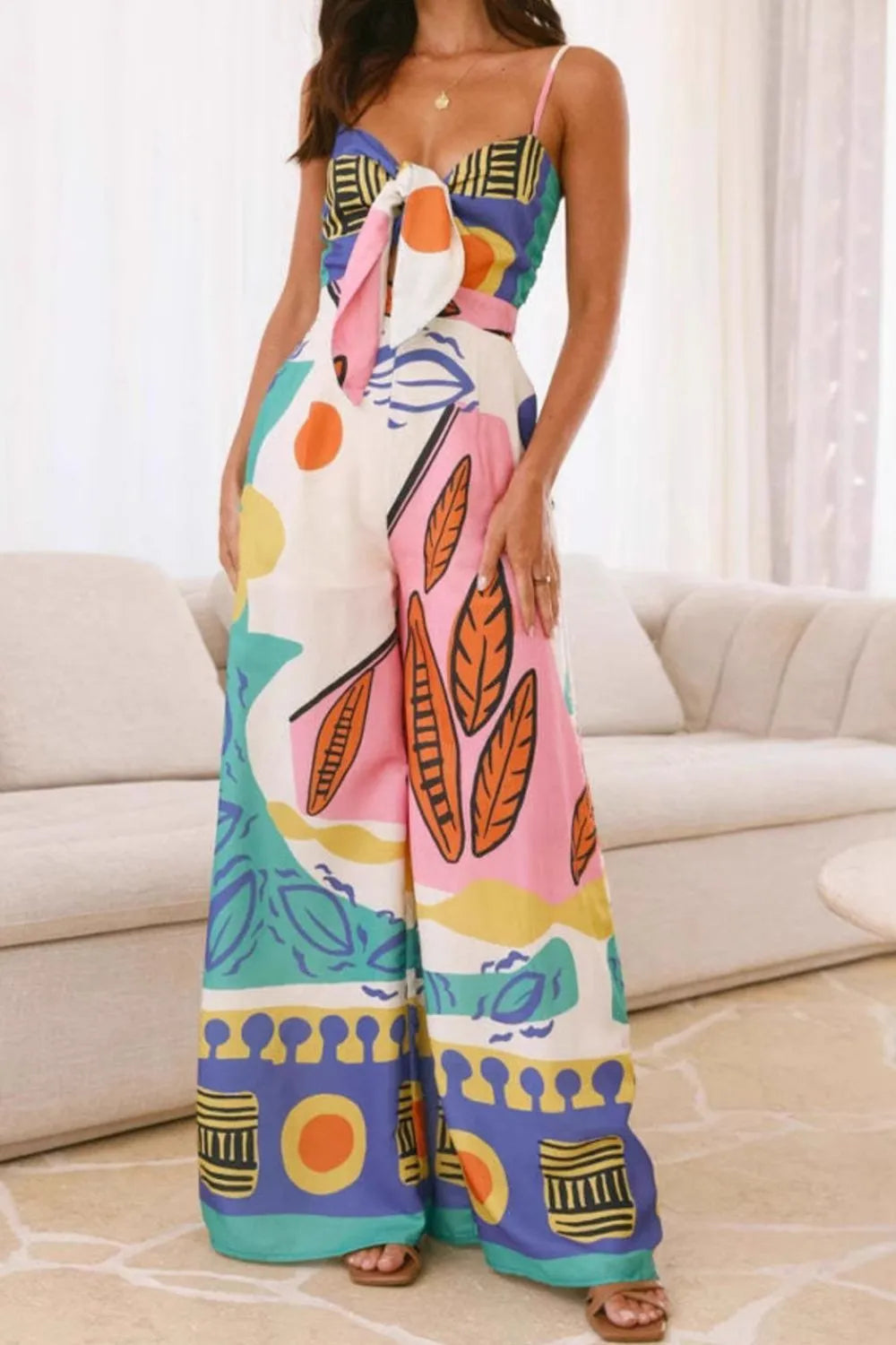 Printed Cami Jumpsuit in Blue
