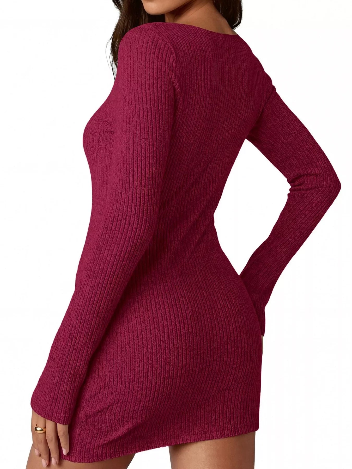 Ribbed Knit Slim Fit Sweater Dress