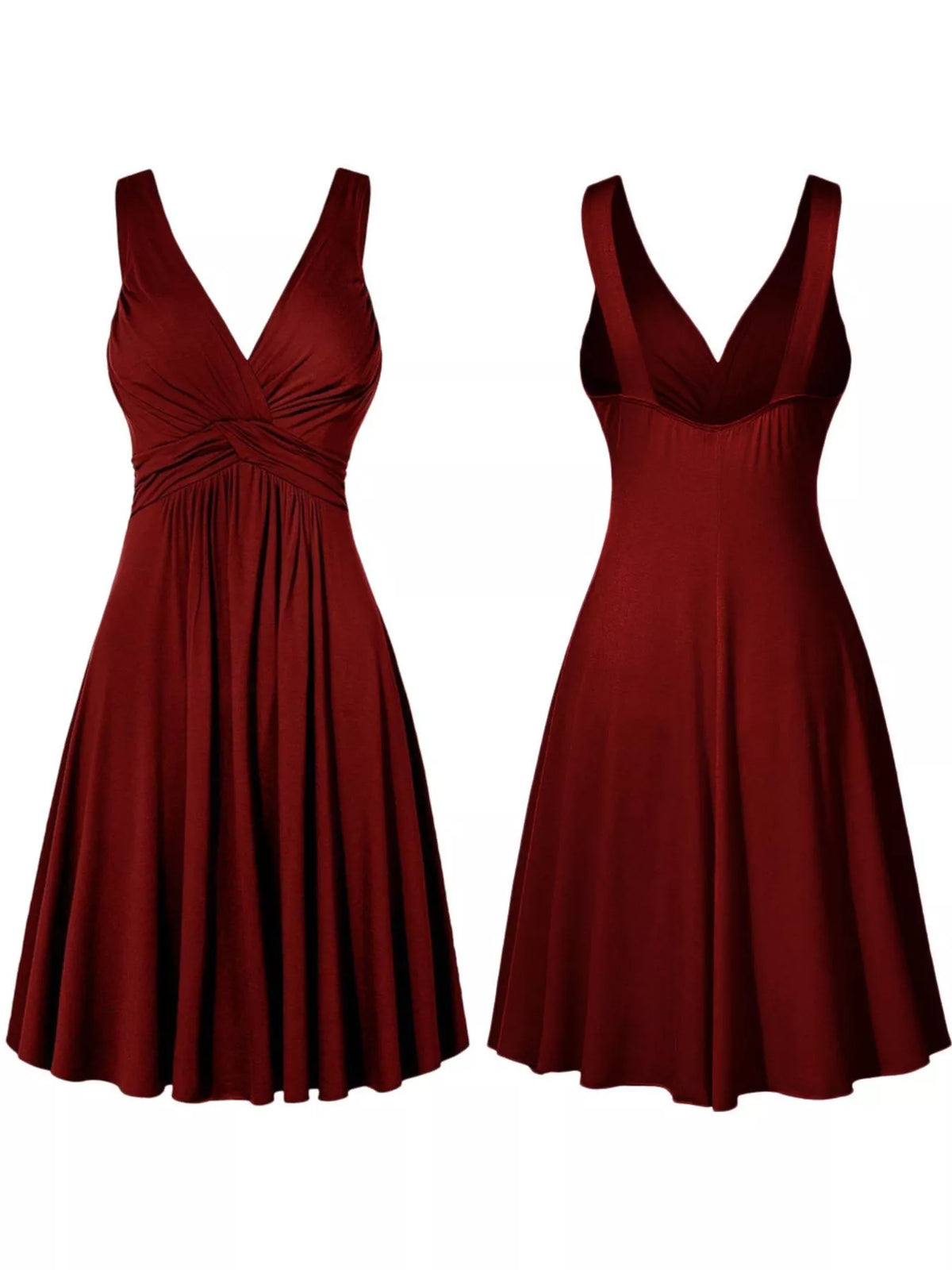 Twisted Sleeveless Ruched Waist A-Line Dress