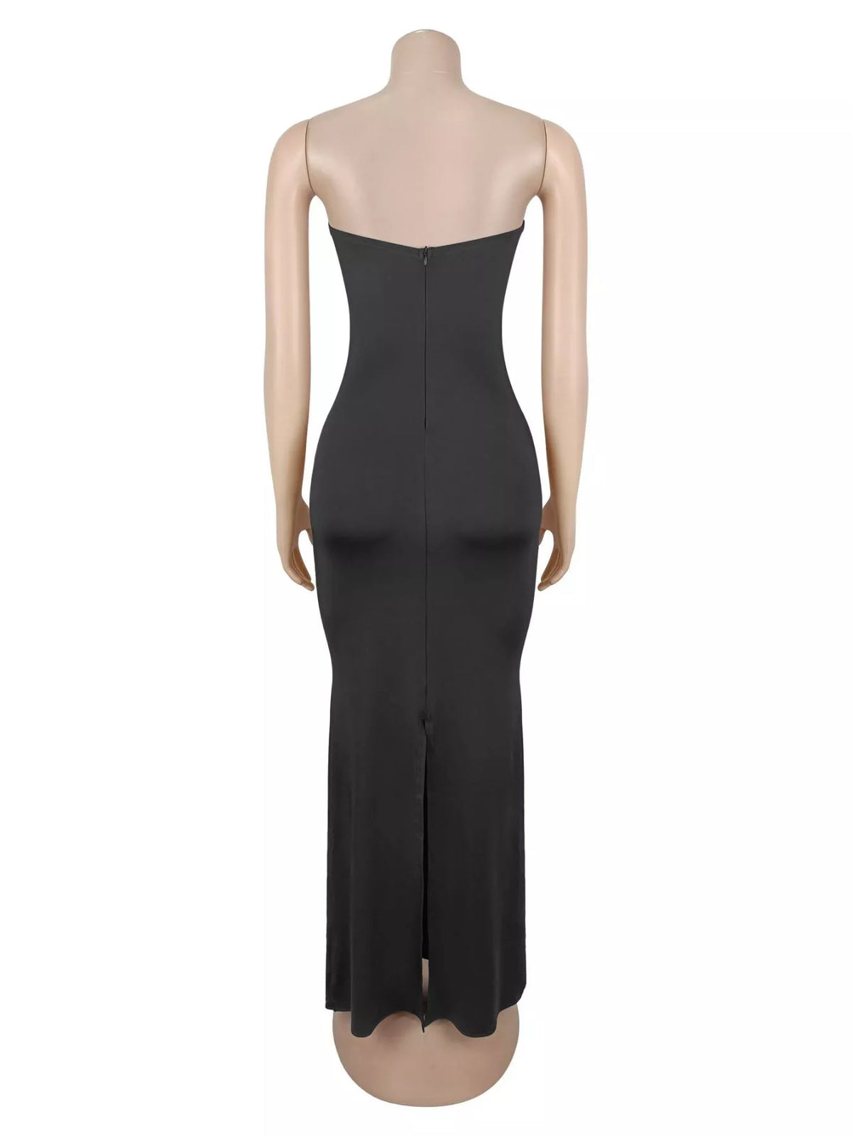 Rhinestone Slit Tube Maxi Dress in Black
