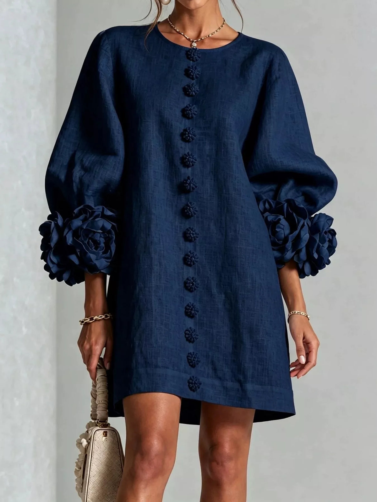 3D Floral Applique Mini Dress