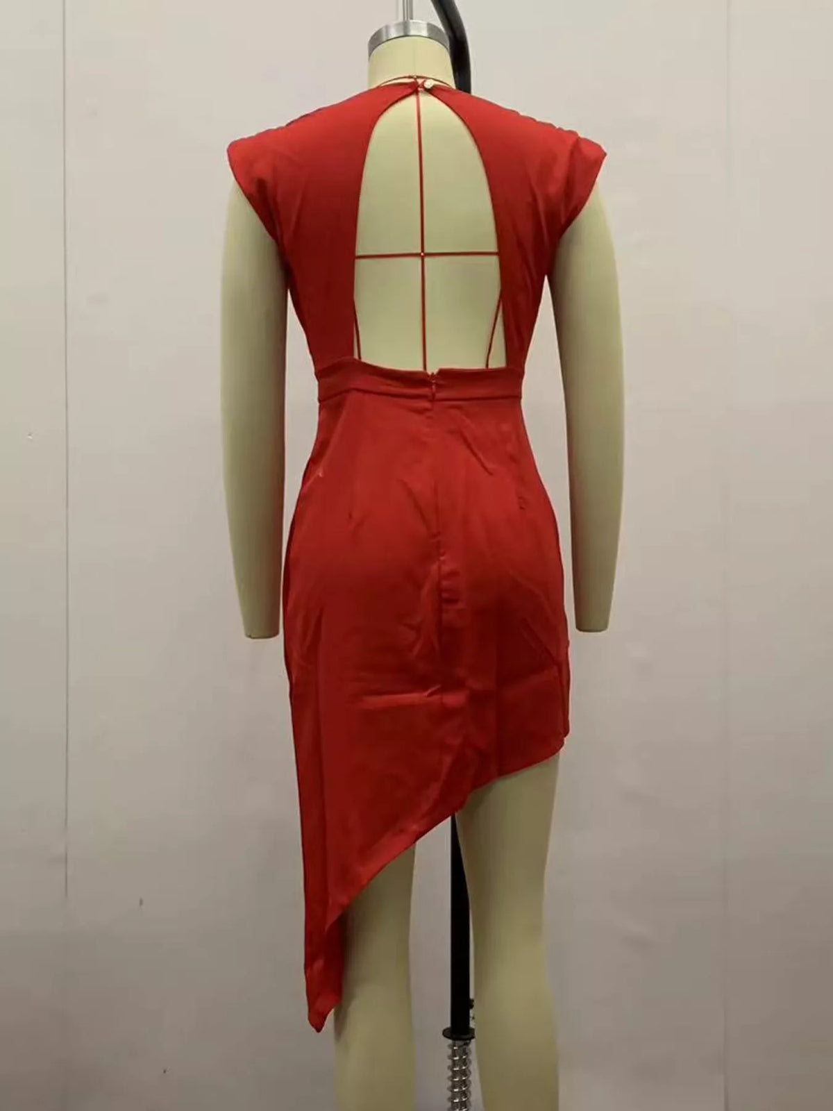 Asymmetrical Backless Pleated Dress