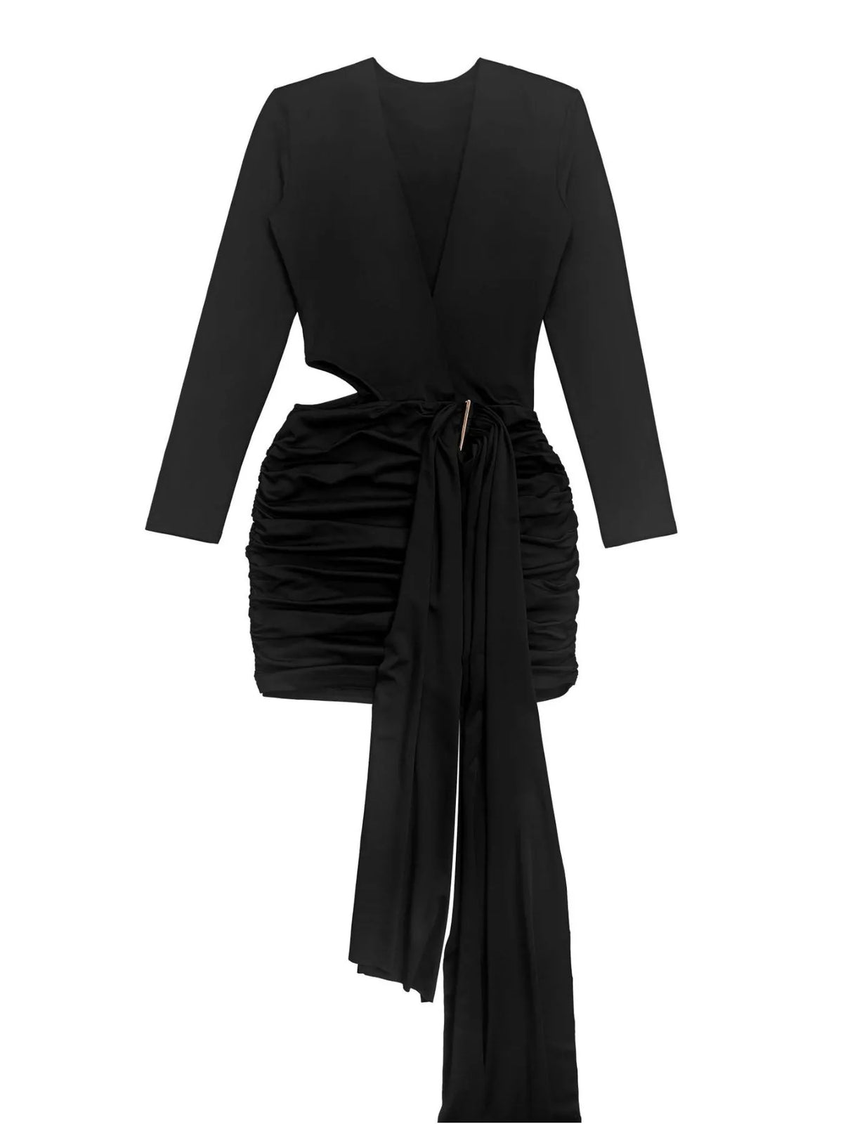 Cutout Deep V-Neck Ruched Bodycon Mini Dress
