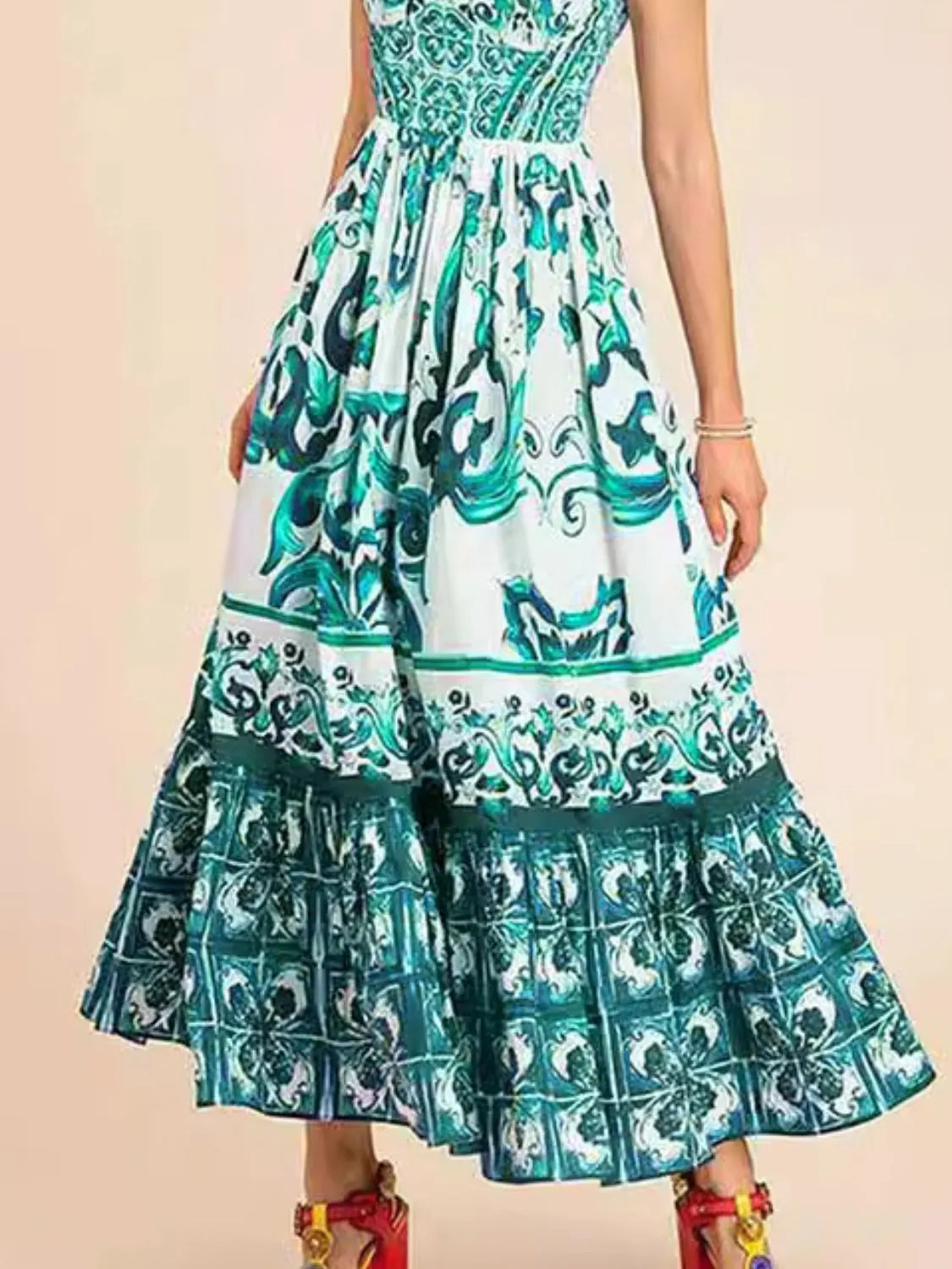 Smocked Ruched Wide-Strap Dress