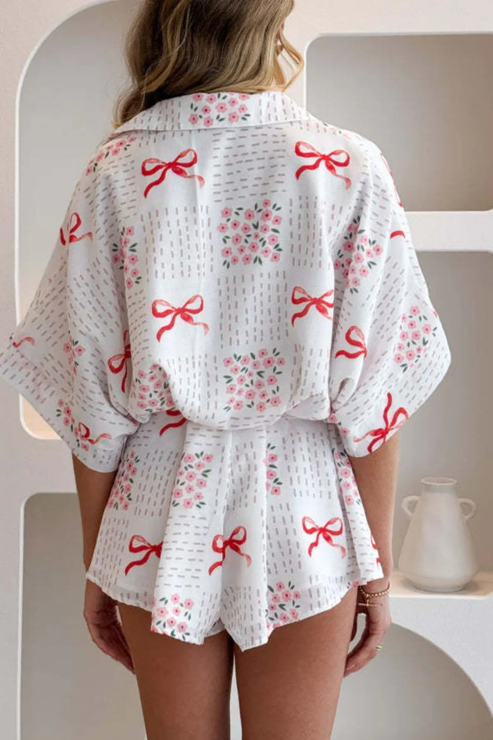 Tie-Waist Romper in White