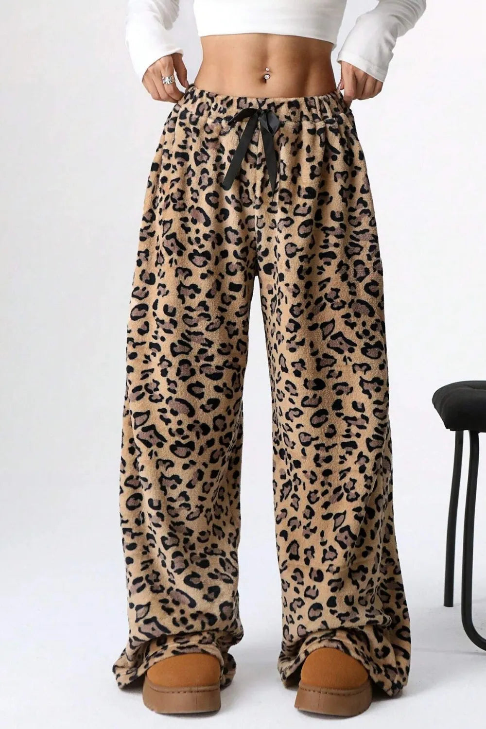 Wide Leg Pants in Leopard Print