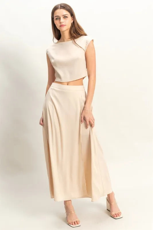 Hyfve Sleeveless Top and Maxi Skirt Set in Champagne