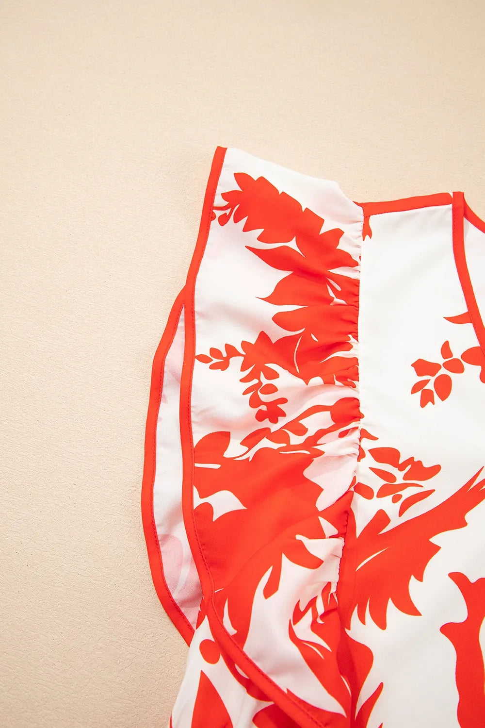 Floral V-Neck Midi Dress in Orange