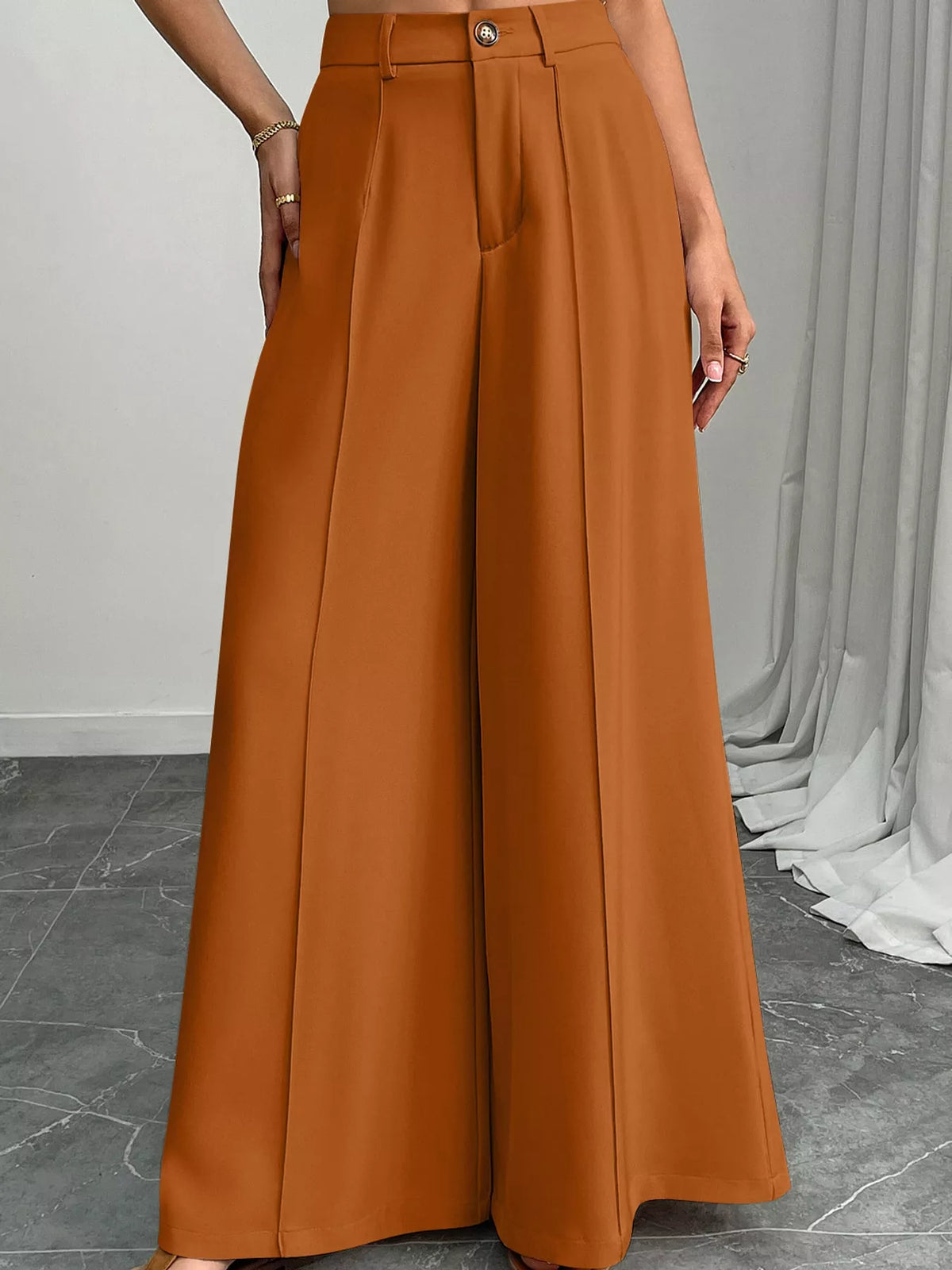 High-Waisted Wide-Leg Pants with Pockets