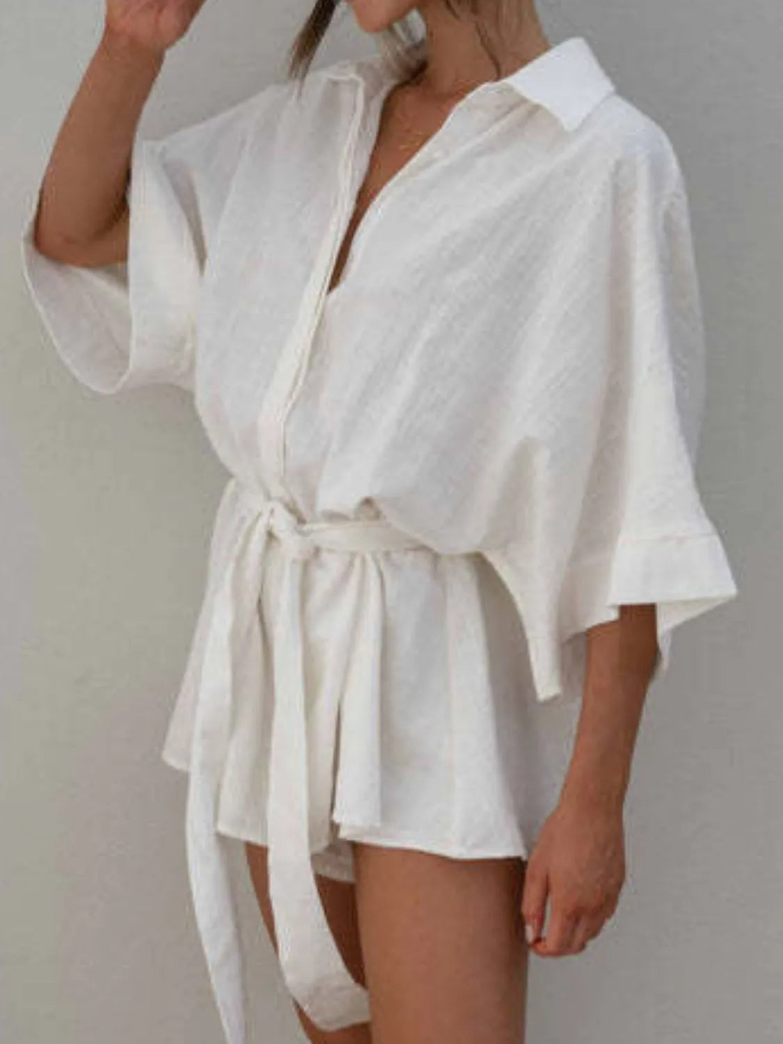 Collared Half Sleeve Romper