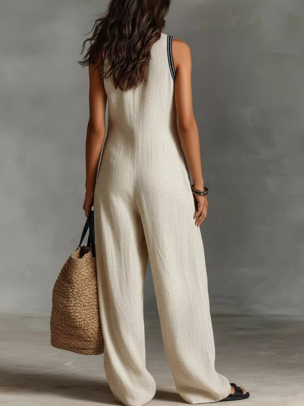 Sleeveless Wide-Leg Jumpsuit, Plus Size