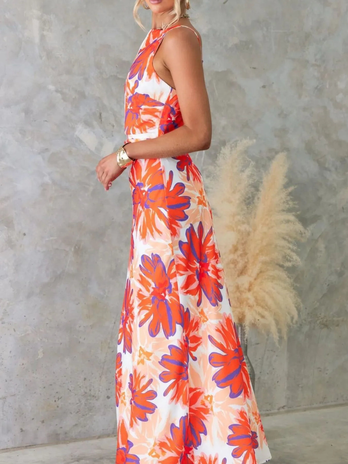 Backless Printed Maxi Dress