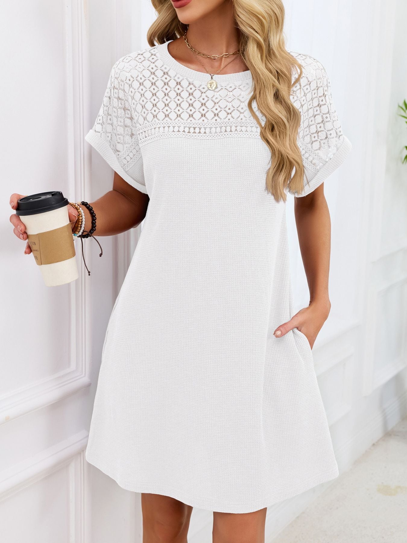 Lace Cutout T-Shirt Dress
