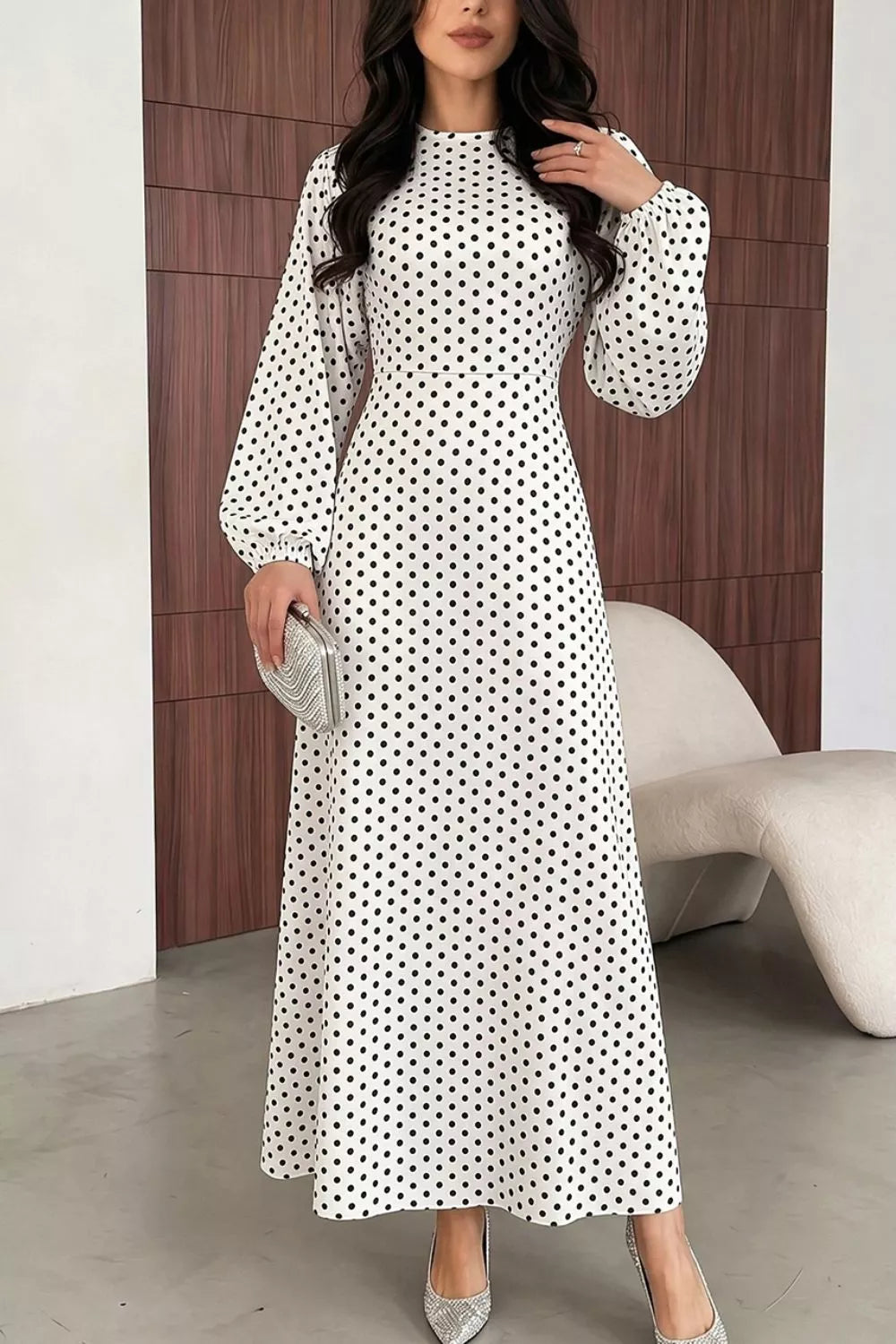 Polka Dot Tie-Waist Maxi Dress