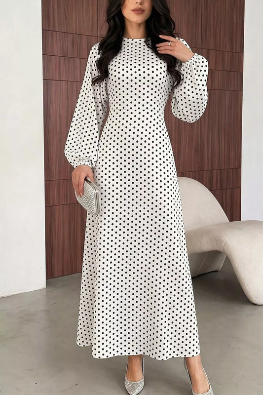 Polka Dot Tie-Waist Maxi Dress
