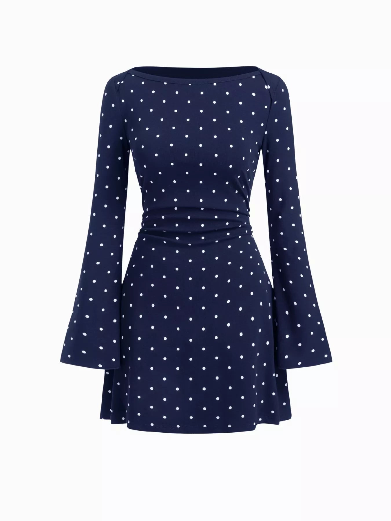 Polka Dot Flare-Sleeve Mini Dress