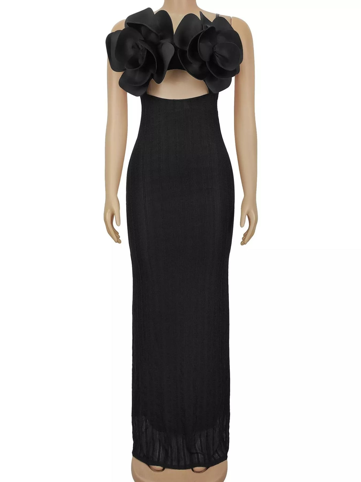 3D Flower Cutout Bodycon Maxi Dress