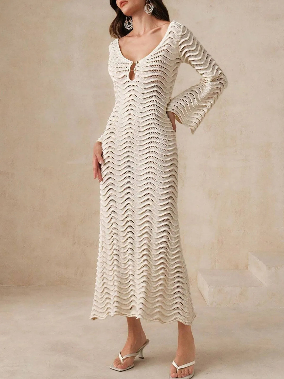 Openwork Crochet Maxi Dress with Cutouts