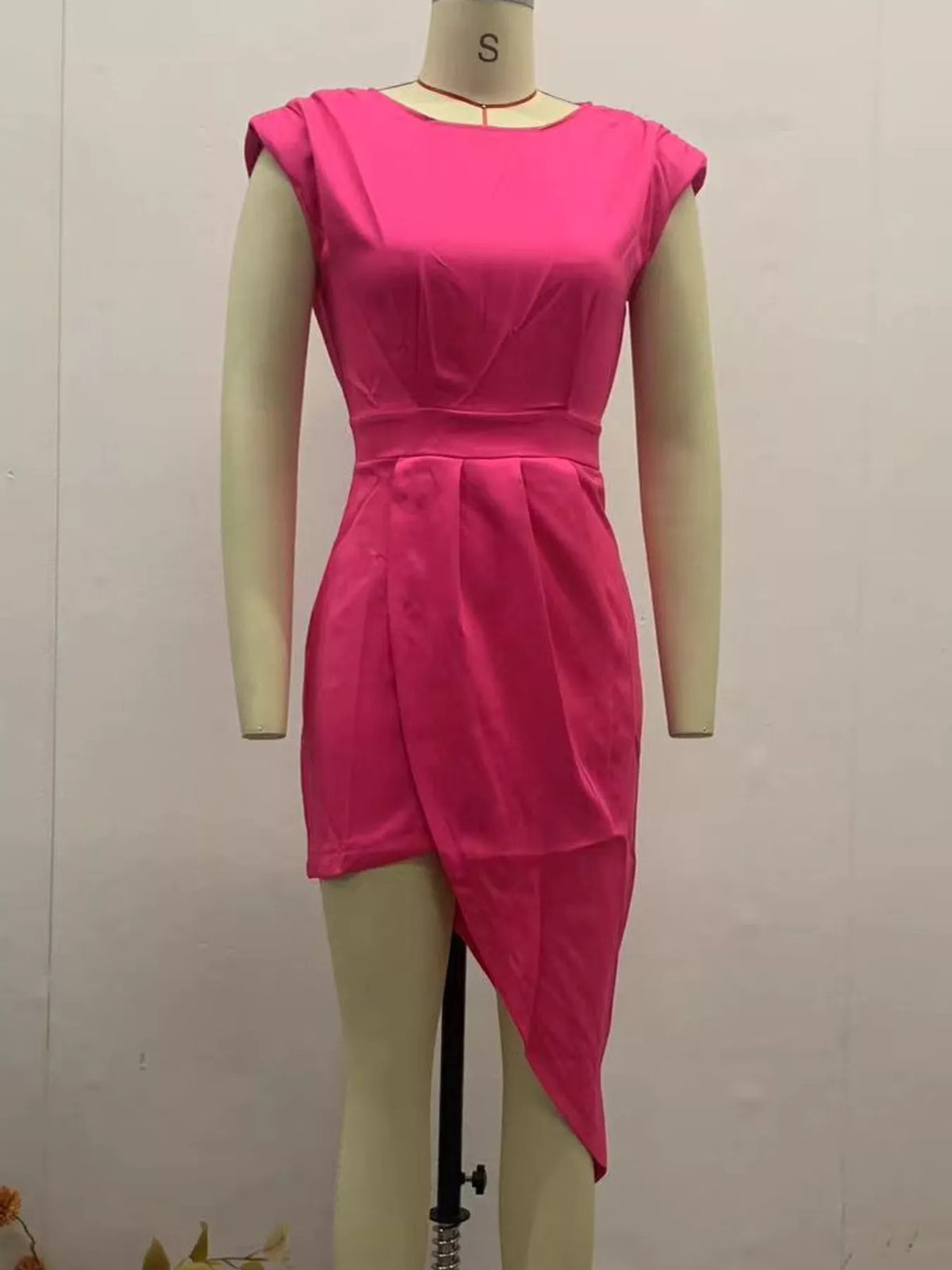 Asymmetrical Backless Pleated Dress