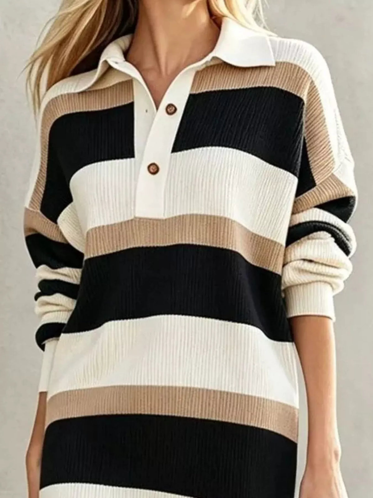 Polo Collar Sweater Dress