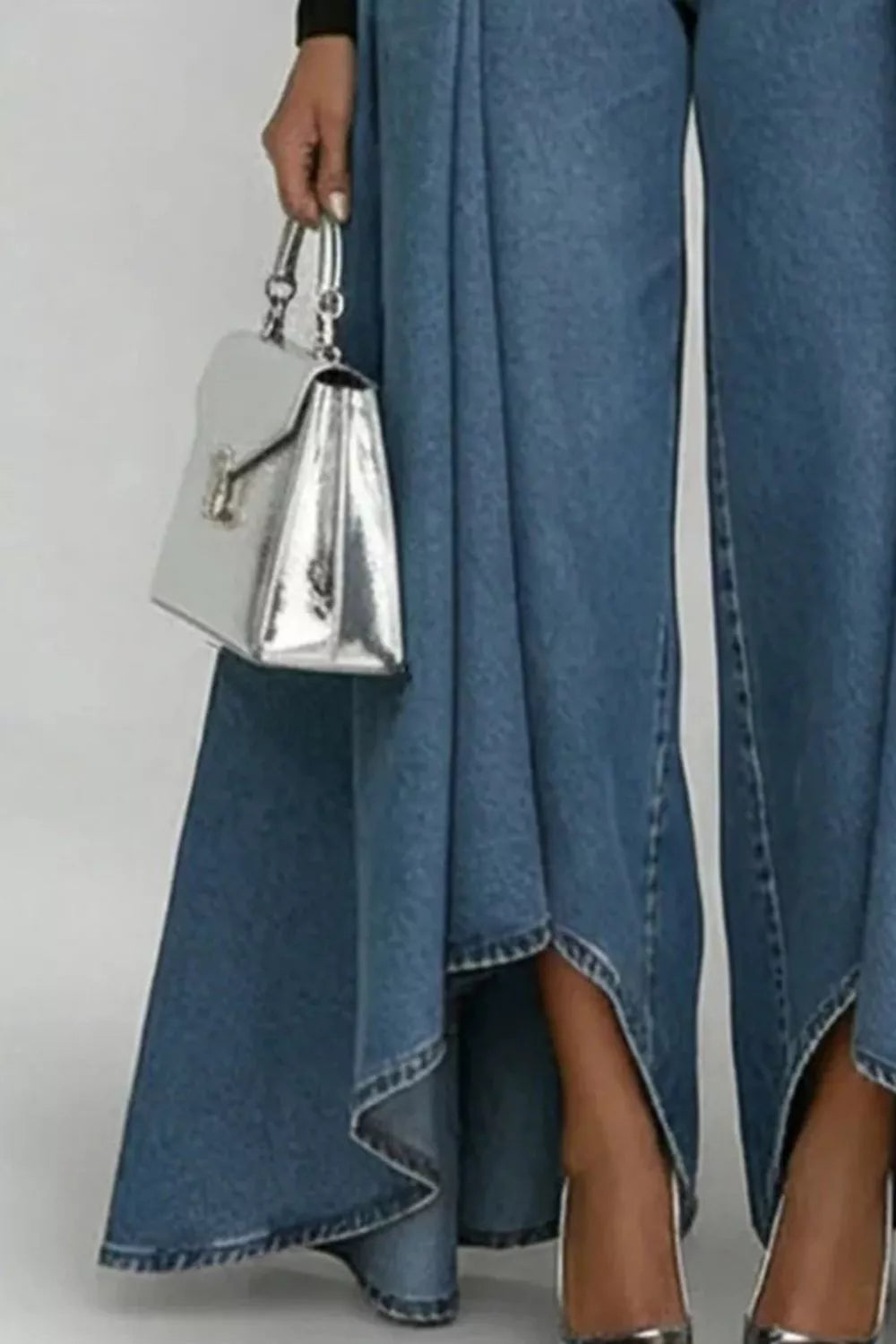 High-Waisted Wide-Leg Jeans in Peacock Blue in Peacock  Blue by Kaelinne