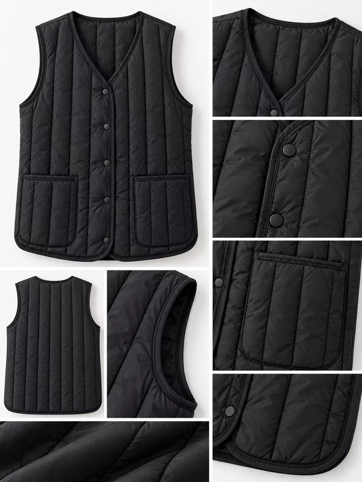 Quilted Button-Up Vest Coat