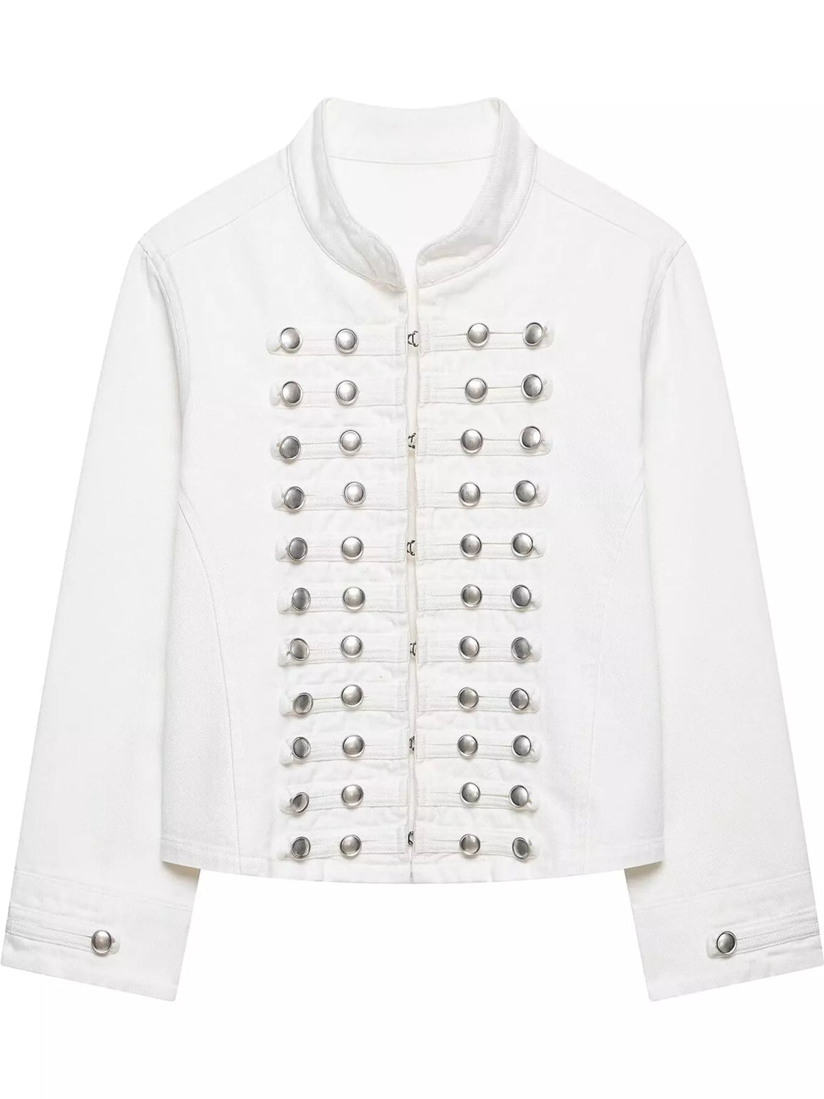 Decorative Button Cropped Denim Jacket