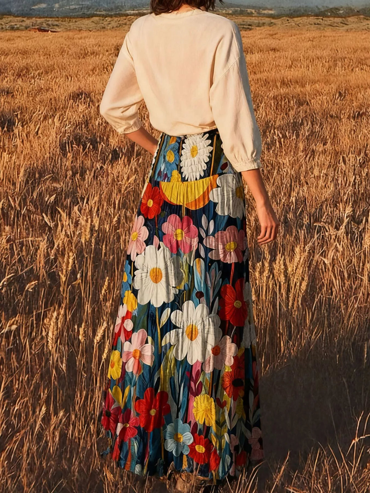 Floral Tiered High-Waisted Maxi Skirt
