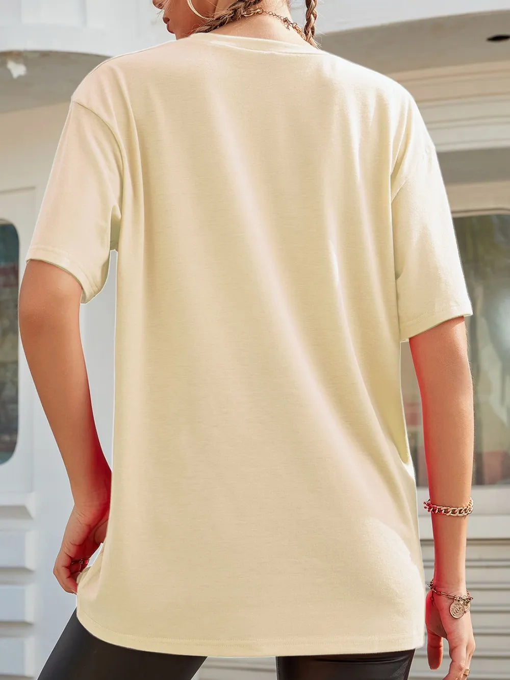 Graphic Half Sleeve T-Shirt in Tan