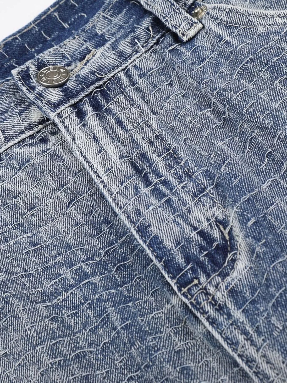 Washed Wide-Leg Denim Capris in Blue by TrendMaster