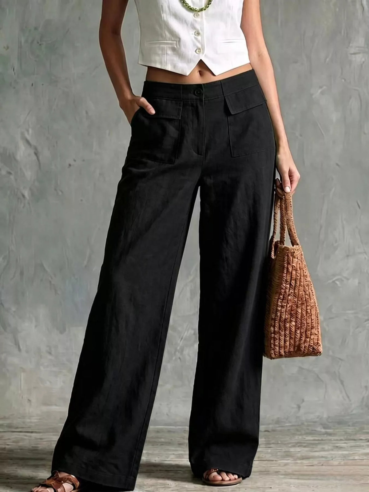 Basic Wide Leg Pocket Pants