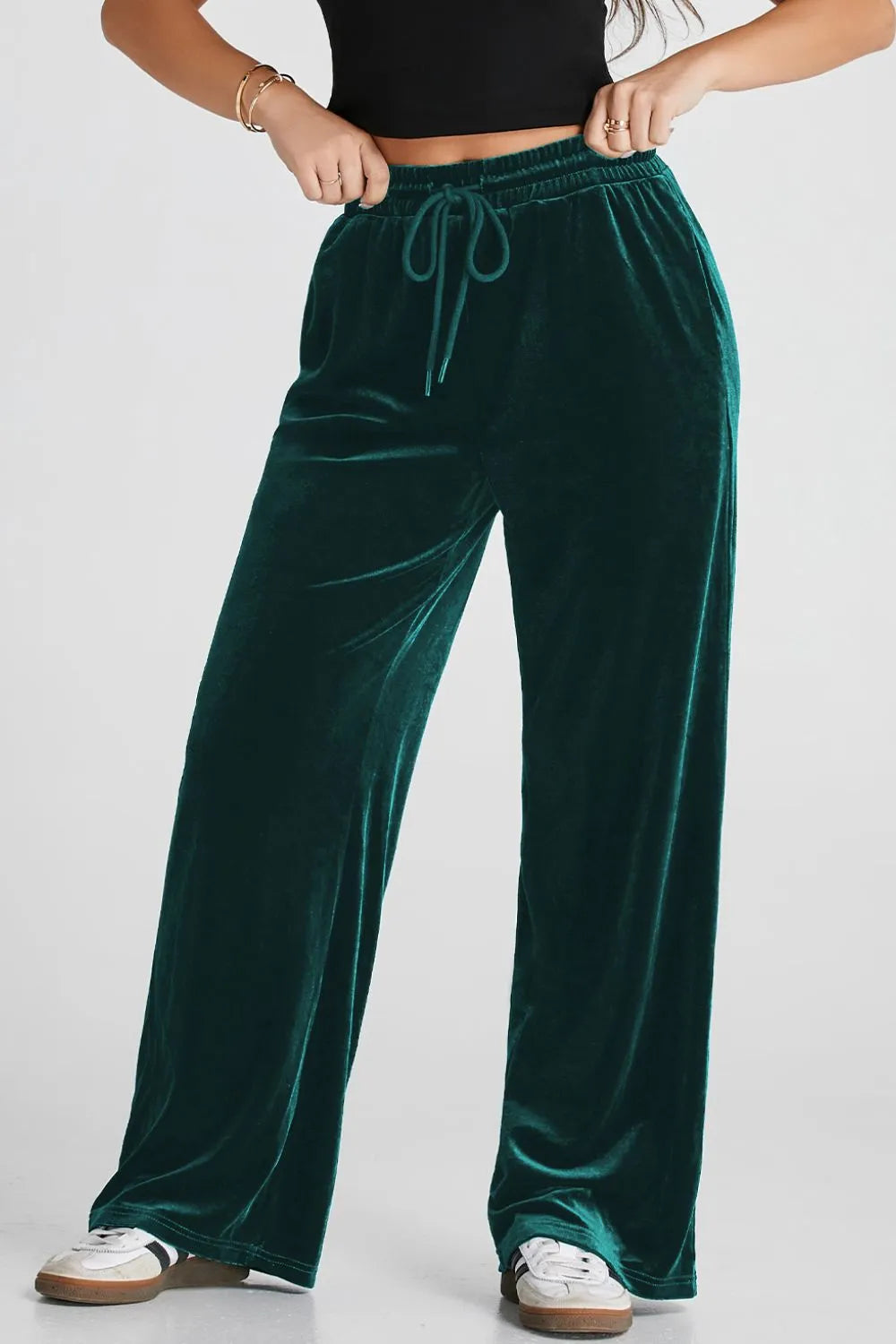 Wide-Leg Active Pants with Drawstring Waist