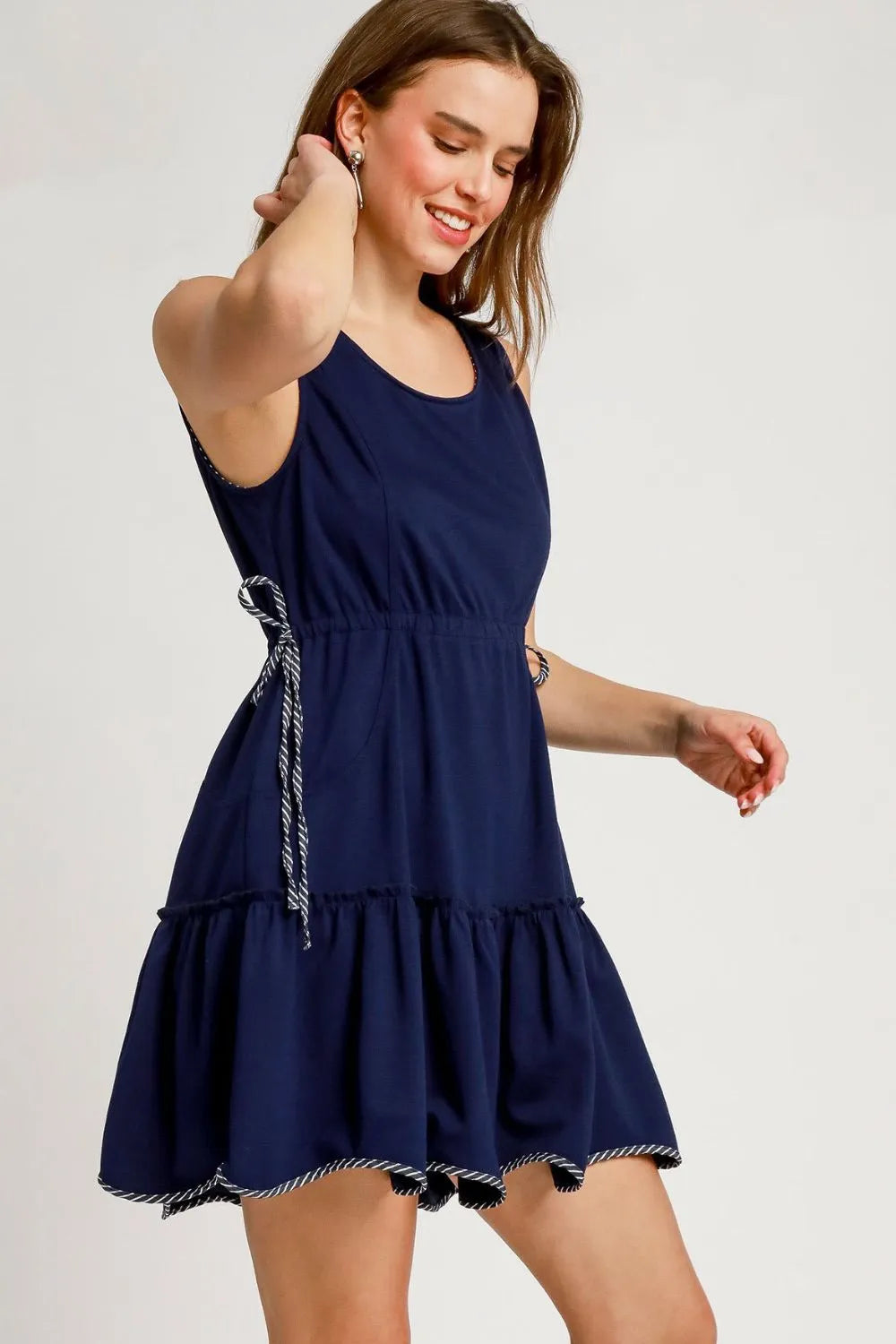 Umgee Ruffle-Hem Tank Dress in Dark Navy