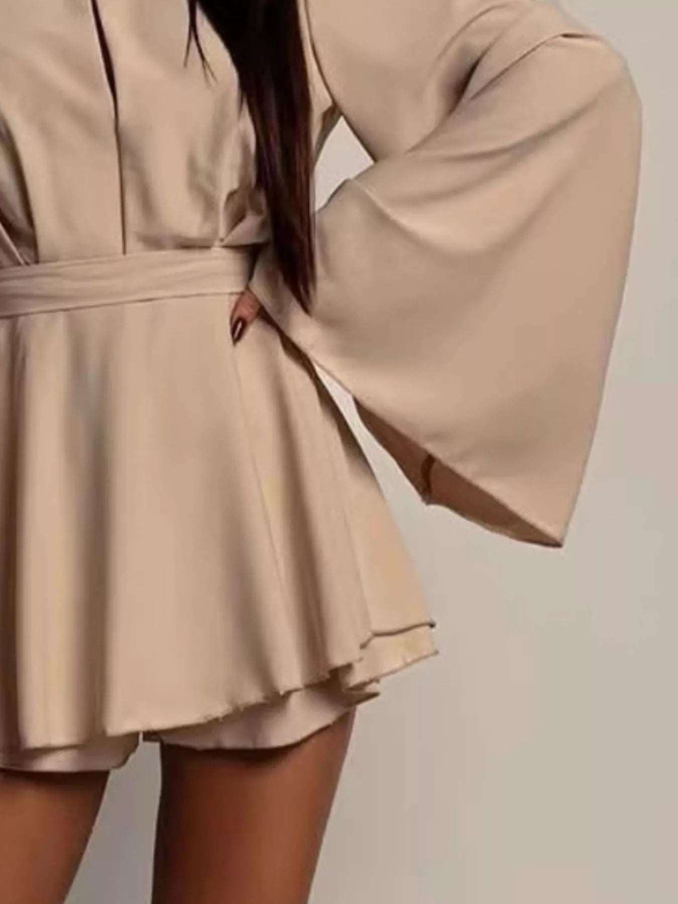 Flare Sleeve Tie-Detail Mini Dress
