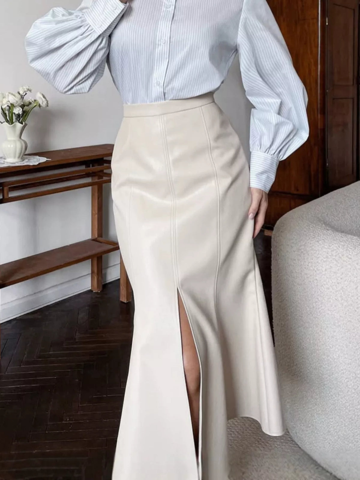 Mermaid Midi Skirt with Side Slit