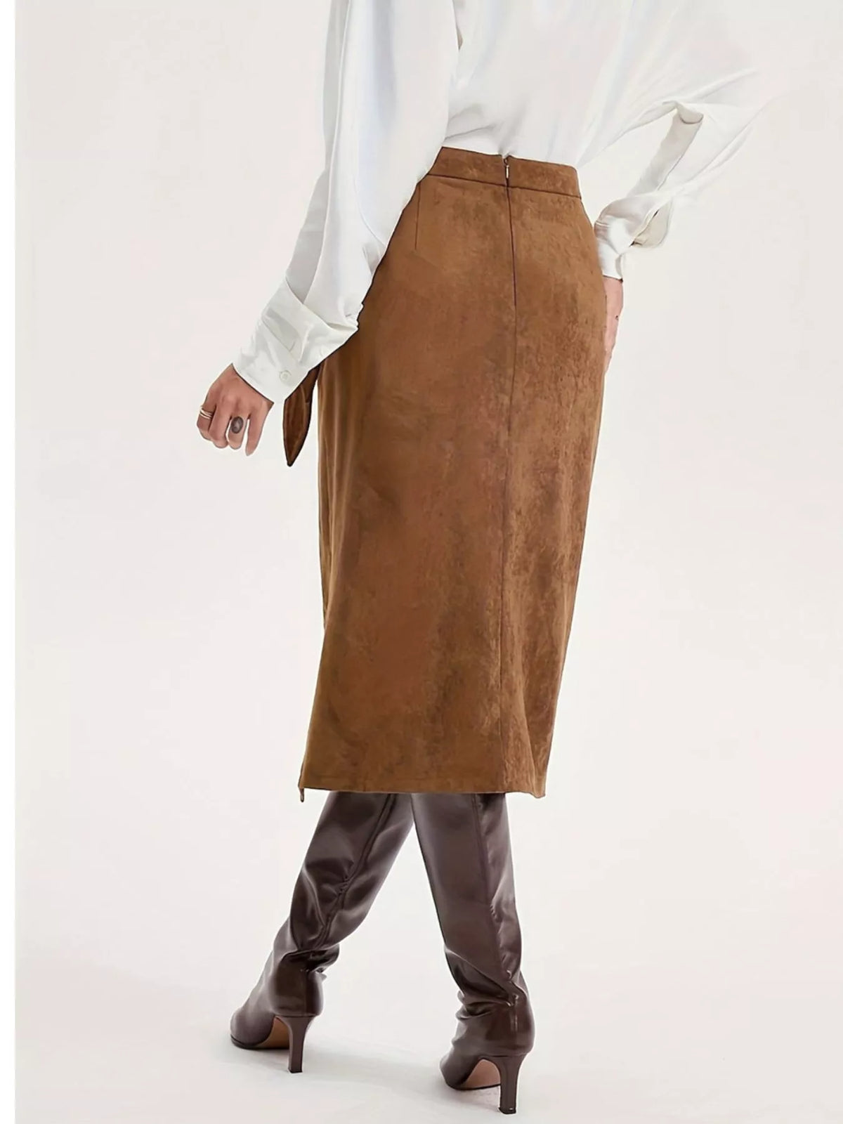 Wrap Midi Skirt in Brown