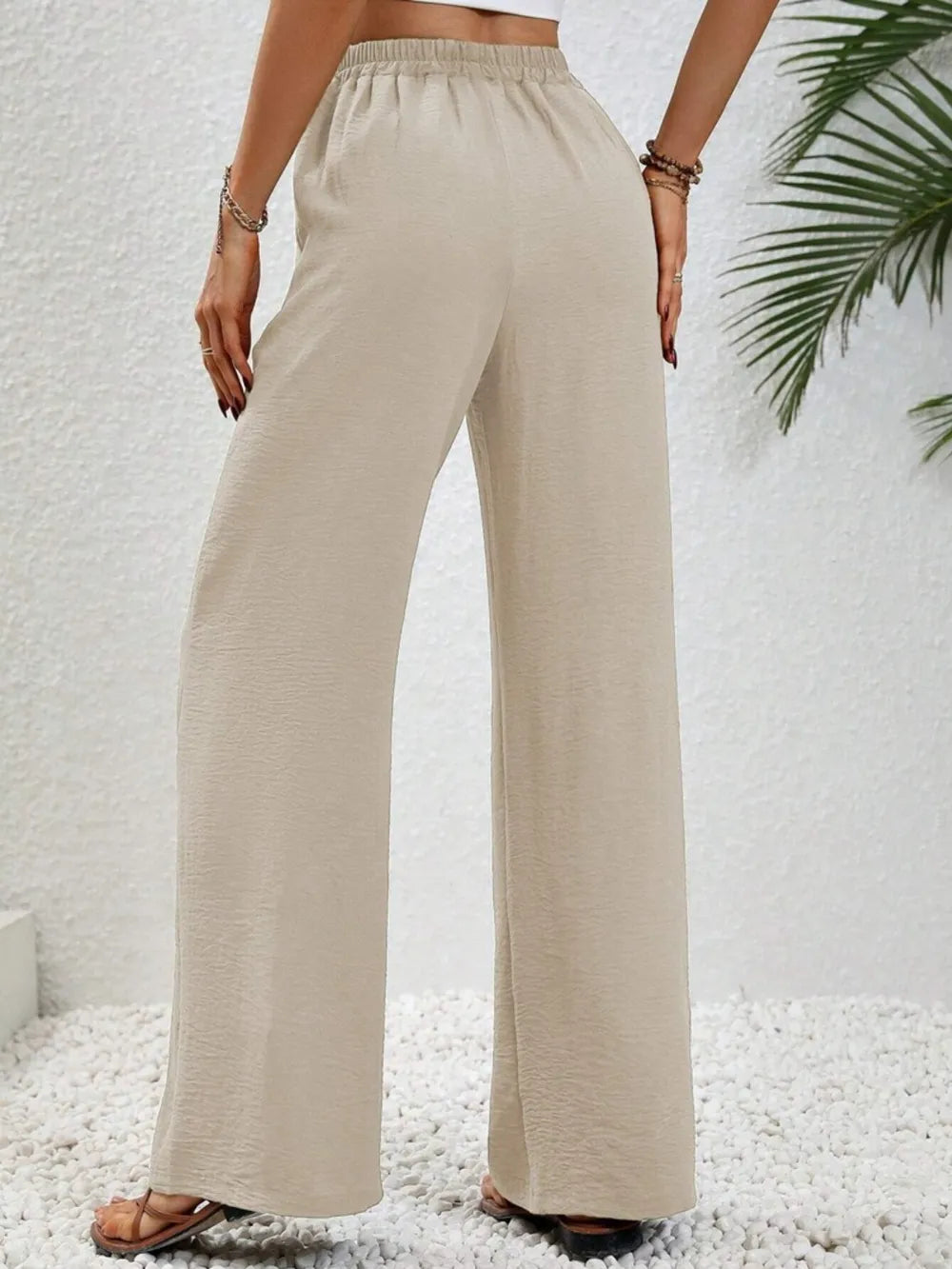Wide-Leg Drawstring Pants