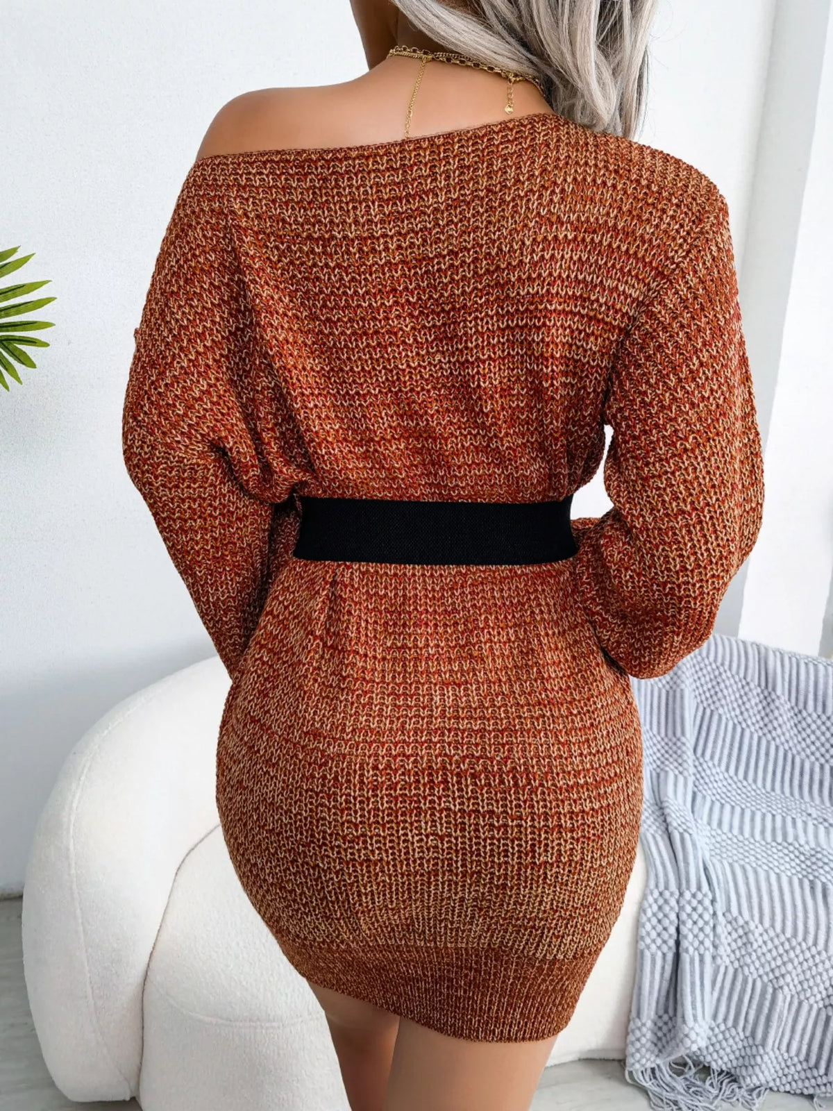 One-Shoulder Sweater Dress