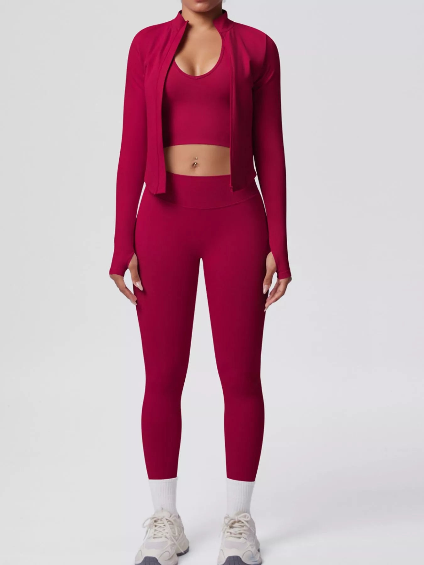 Zip-Up Jacket Tank and Leggings Active Set