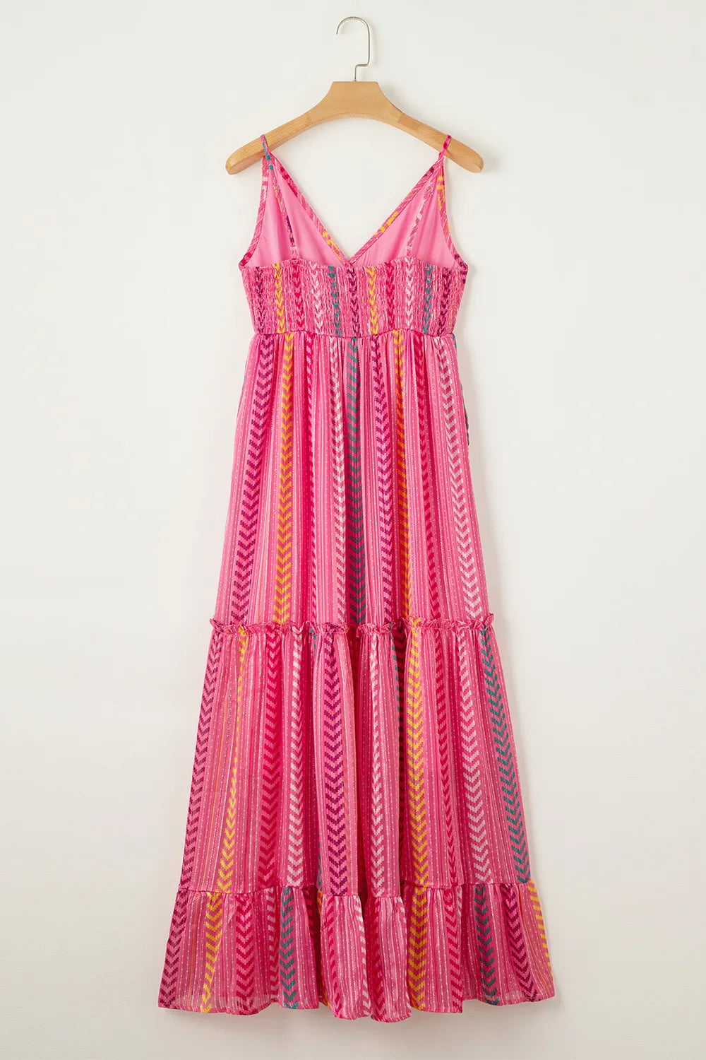 Printed Surplice Maxi Cami Dress in Pink