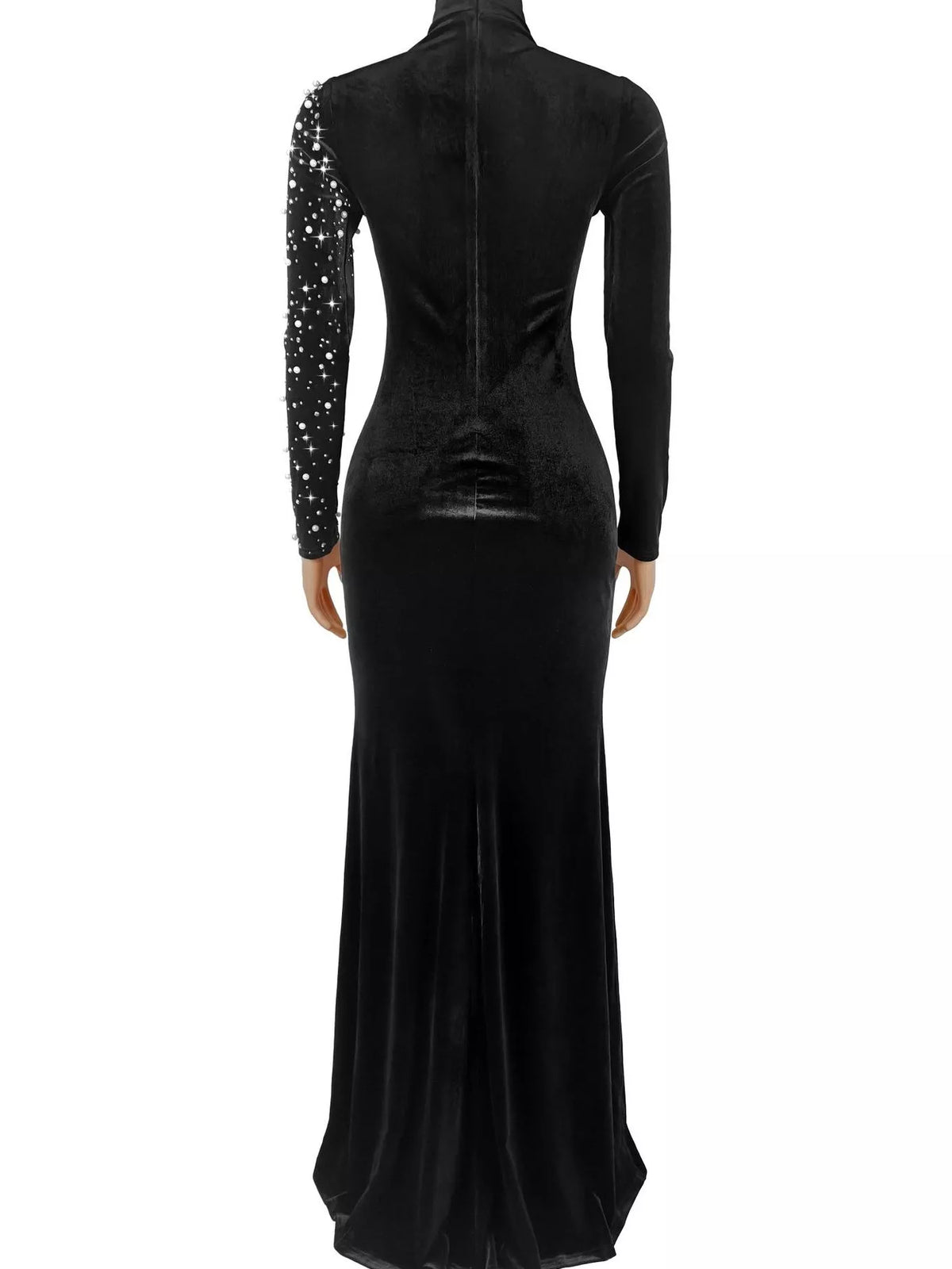 Rhinestone Velvet Mermaid Maxi Dress
