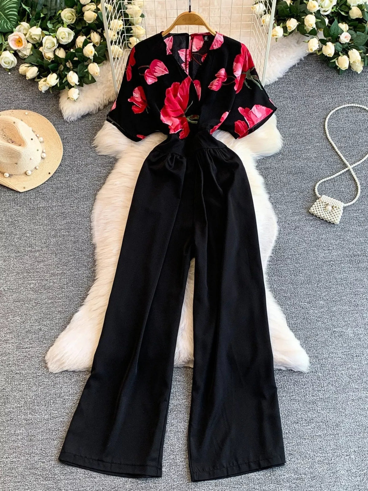 Printed Wide Leg Pocket Jumpsuit