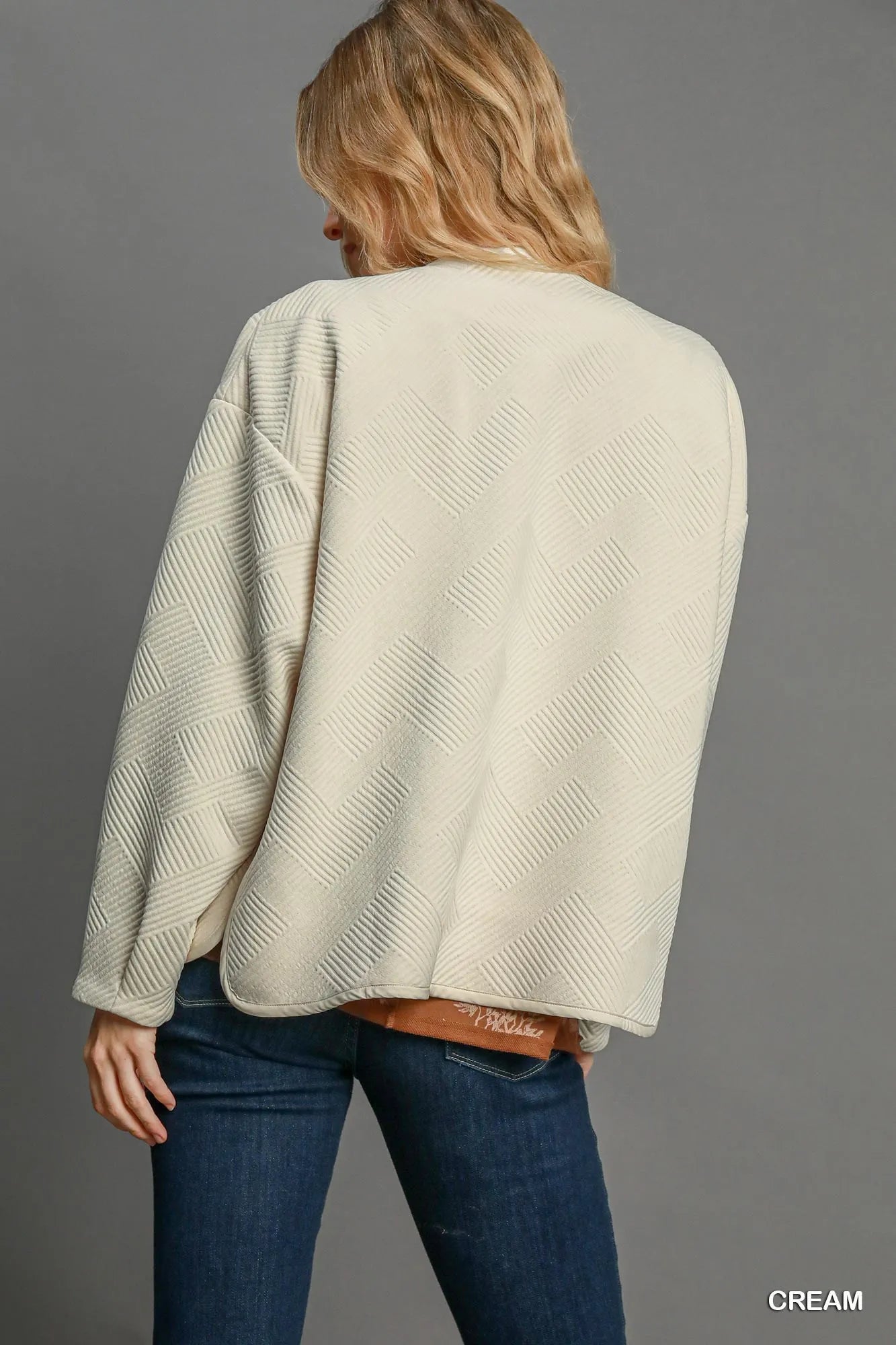 Umgee Textured Jacquard Jacket in Cream
