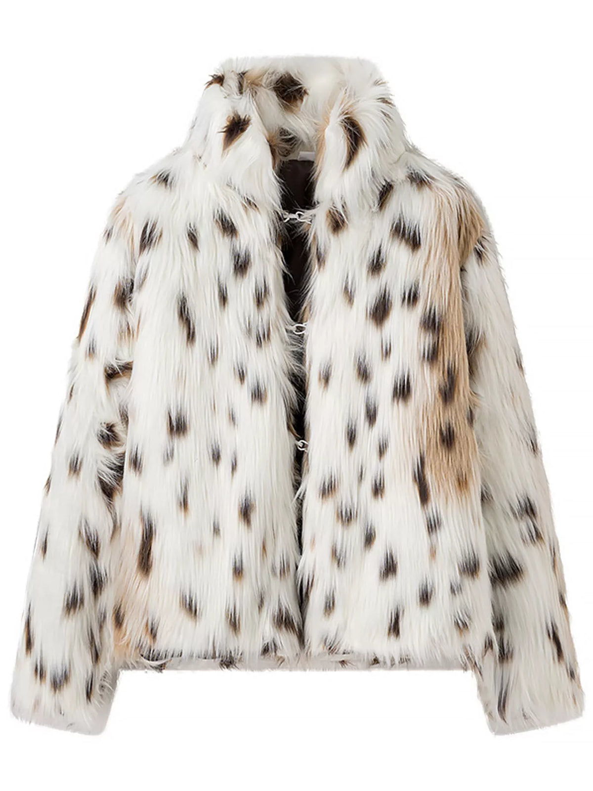 Faux Fur Leopard Turtleneck Jacket in As Pictured