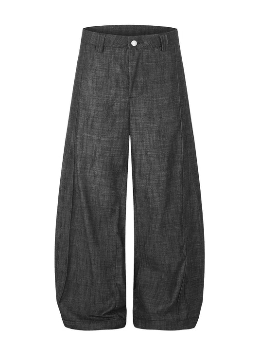 Buttoned Wide Leg Jeans in Black by TrendMaster