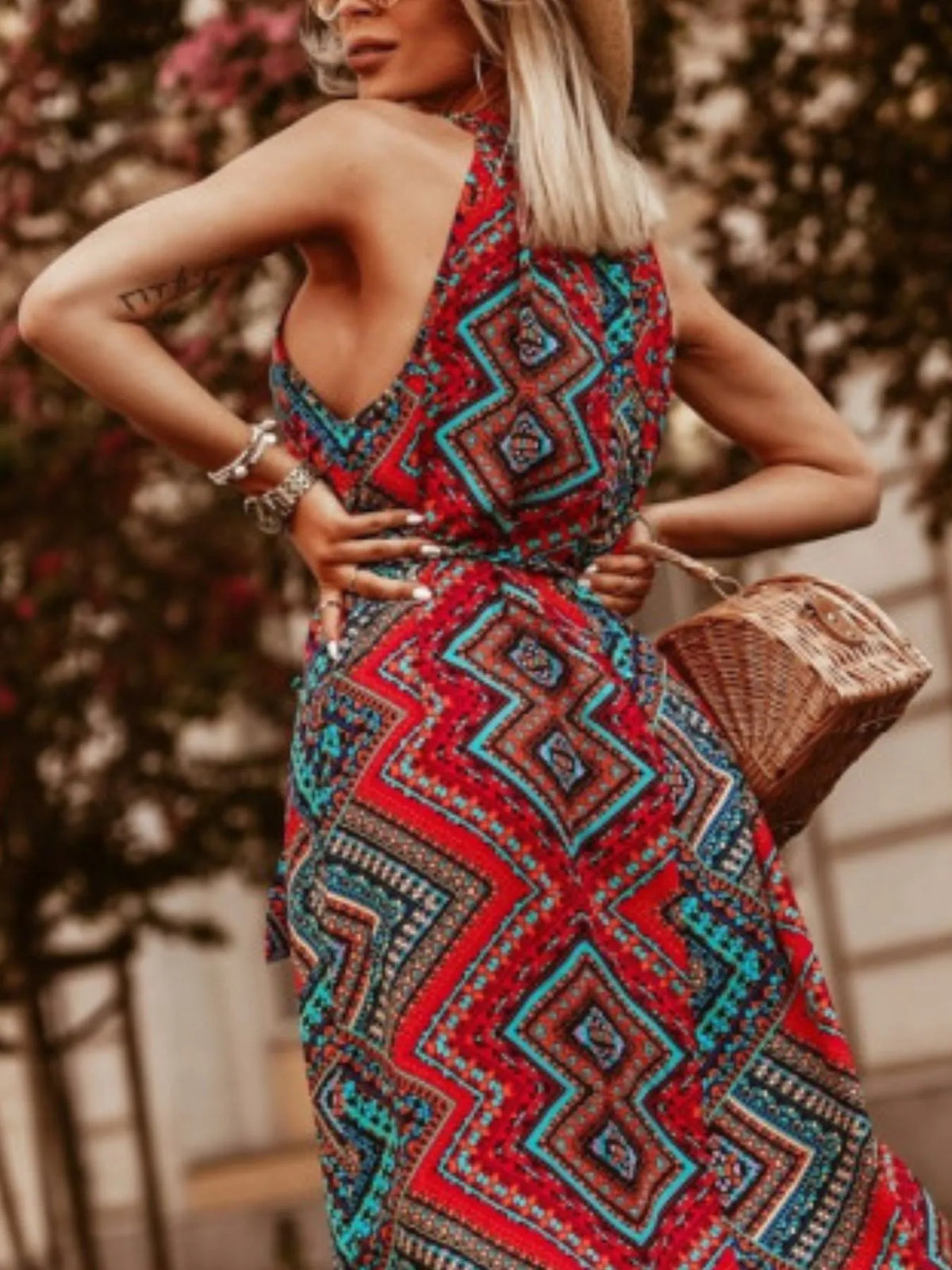 Tropical Floral Halter Dress