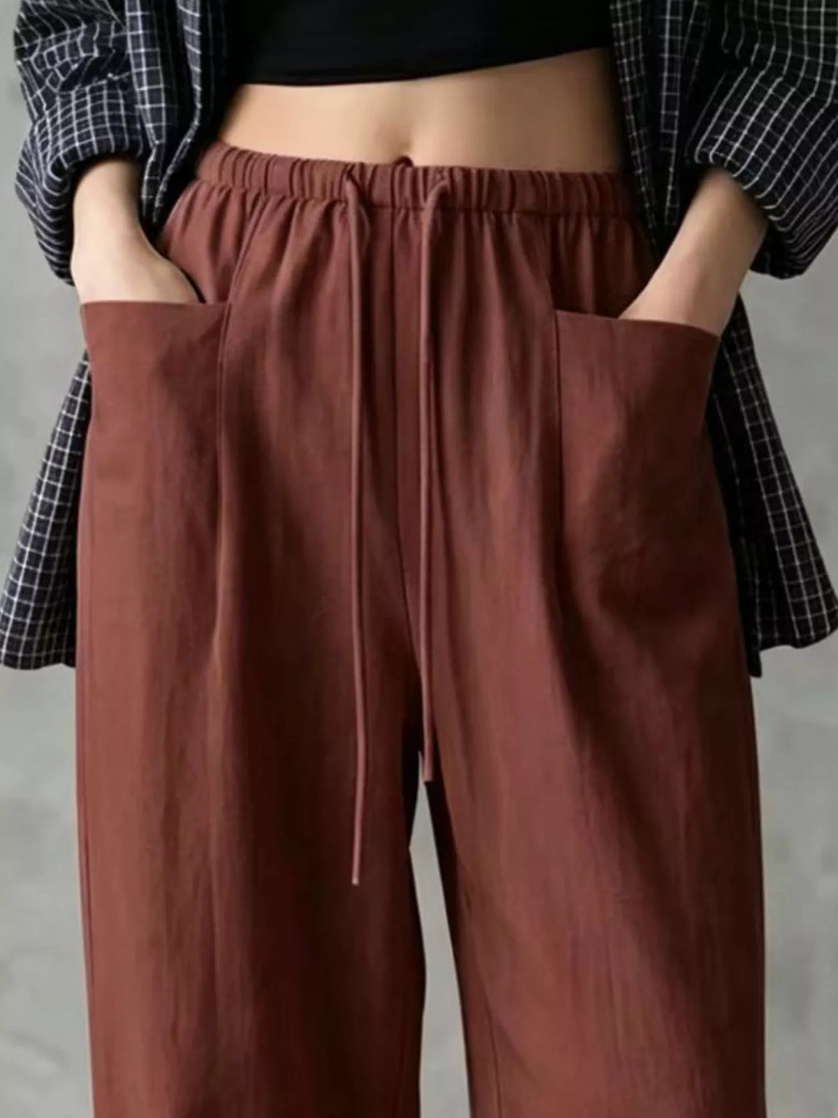 Drawstring Wide-Leg Pants